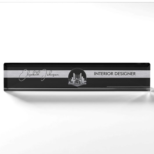 Innenarchitektur oder Architekten-Logo Schwarz und Namensplakette (Vorderseite)