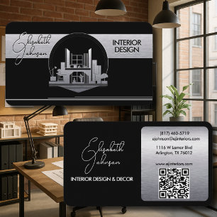 Innenarchitektur oder Architekten-Logo Schwarz und Visitenkarte