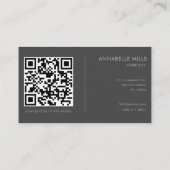 Innenausbau Minimalistisch Grau-Weiß-Qr-Code Visitenkarte (Rückseite)