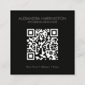 Innenausstatter Elegantes Monogramm QR Code Schwar Quadratische Visitenkarte (Rückseite)