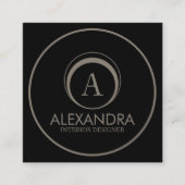 Innenausstatter Elegantes Monogramm QR Code Schwar Quadratische Visitenkarte (Vorderseite)