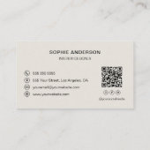 Innenausstatter-Logo QR-Code Neutral Beige Visitenkarte (Rückseite)