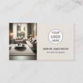 Innenausstatter-Logo QR-Code Neutral Beige Visitenkarte (Vorderseite)