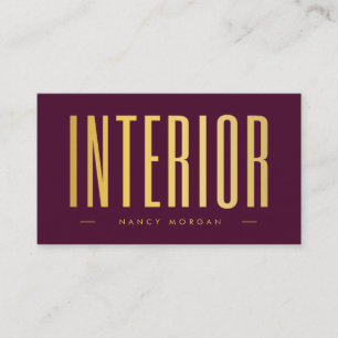 Innenausstatter QR-Code-Logo Burgund und Gold Visitenkarte