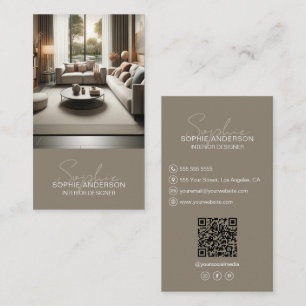 Innenausstatter Skript Name Foto QR Taupe Visitenkarte