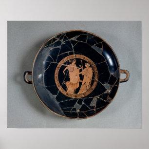 Innenbereich einer rot-gesteckten Tasse Poster