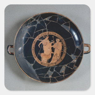 Innenbereich einer rot-gesteckten Tasse Quadratischer Aufkleber