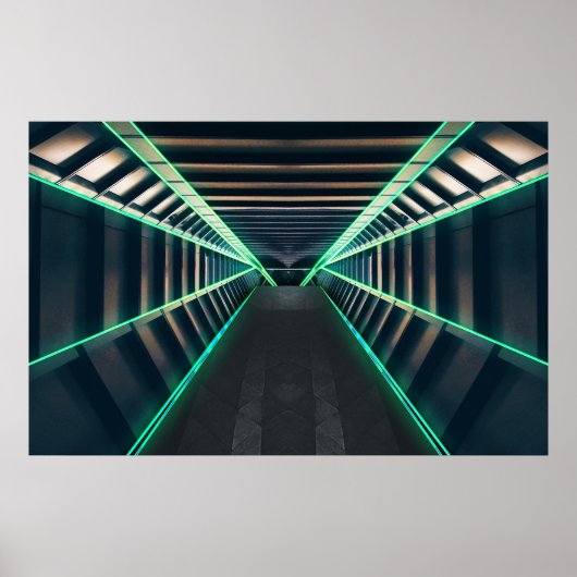Innenbereich eines Sci-Fi-Spaceship-Korridors Poster (Vorne)