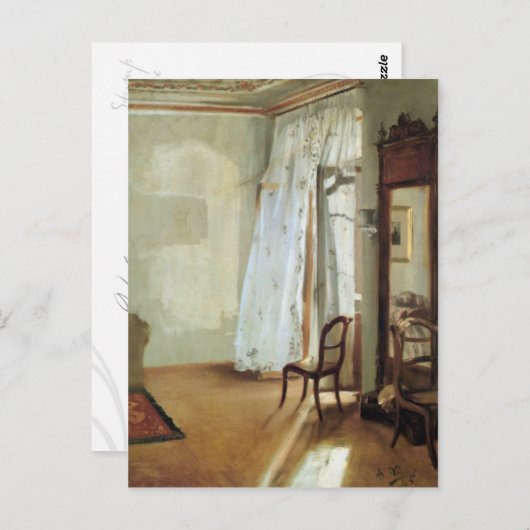 Innenbereich eines Zimmers mit Balkonpostkarte Postkarte (Vorne/Hinten)
