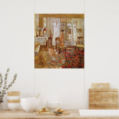 Innenbereich mit einer Frau in Gelb vorne Poster (Küche)