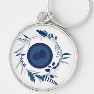 InnenCircle Blue Twin Herz Form Muster Design Schlüsselanhänger