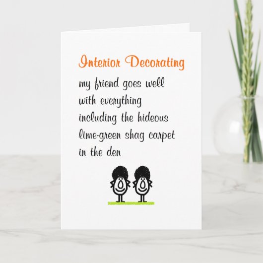 Innendekoration, ein Gedicht für einen Freund Karte (Vorderseite)