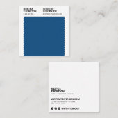 Innendekorator Blau Farbblock minimal Quadratische Visitenkarte (Vorne/Hinten)