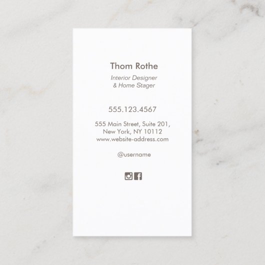 Innendesign Designer Farbsessel Telefonnummerkarte (Rückseite)