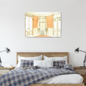 Innendesign für einen Speisesaal, Illustration für Leinwanddruck (Insitu (Schlafzimmer))