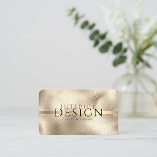 Innendesign, Ihre Infos, Gold-on-Gold, Vs 2 Visitenkarte (Stehend Vorderseite)