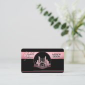 Innendesign oder Architektenlogo Schwarz und Rose Visitenkarte (Stehend Vorderseite)
