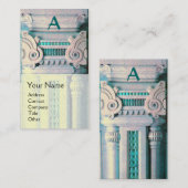 INNENDESIGNER, ARCHITEKTUR Monogramm Aquamarin Visitenkarte (Vorne/Hinten)