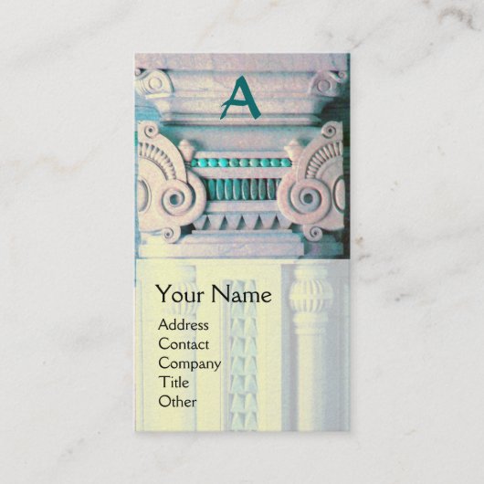 INNENDESIGNER, ARCHITEKTUR Monogramm Aquamarin Visitenkarte (Vorderseite)