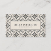 Innendesigner Charcoal Grau Cream Muster Visitenkarte (Vorderseite)