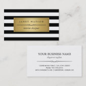 Innendesigner - Klassische Schwarz-weiße Streifen Visitenkarte (Vorne/Hinten)