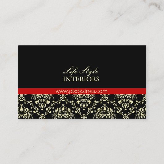 Innendesigner-Visitenkarte, Damask Visitenkarte (Vorderseite)