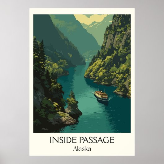 Innenfahrt Alaska-Fjordboot Poster (Vorne)