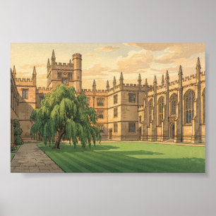Innenhof der Universität Oxford Poster