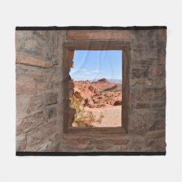 Innenkabine mit Aussicht auf das Feuertal Fleecedecke