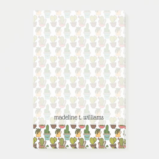 Innenkakteen und Sukkulente im Rohrmuster Post-it Klebezettel (Vorderseite)