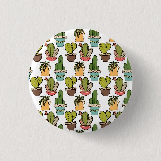 Innenkaktus u. Succulents im Topf-Muster Button (Vorderseite)
