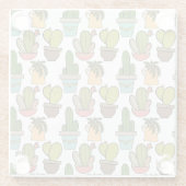 Innenkaktus u. Succulents im Topf-Muster Glasuntersetzer (Rückseite)