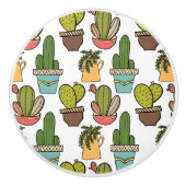 Innenkaktus u. Succulents im Topf-Muster Keramikknauf (Vorderseite)