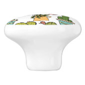 Innenkaktus u. Succulents im Topf-Muster Keramikknauf (Seitenansicht)