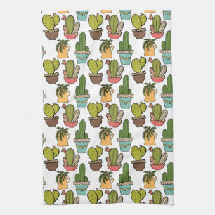 Innenkaktus u. Succulents im Topf-Muster Küchentuch