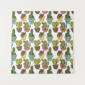 Innenkaktus u. Succulents im Topf-Muster Wandteppich (Vorderseite (Horizontal))