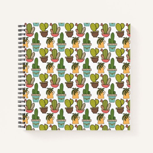 Innenkaktus und Sukkulturen im Muster "Pots" Notizblock (Vorderseite)