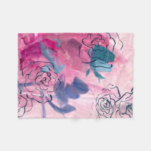 Innenmusik - Blumenskizze Fleecedecke (Vorderseite (Horizontal))