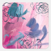 Innenmusik - Blumenskizze Quadratischer Aufkleber (Vorderseite)