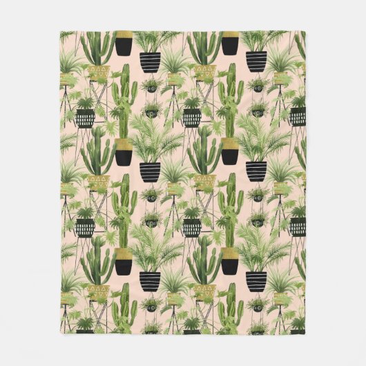 Innenoase | Pflanze Lineup Muster Fleecedecke (Vorderseite)