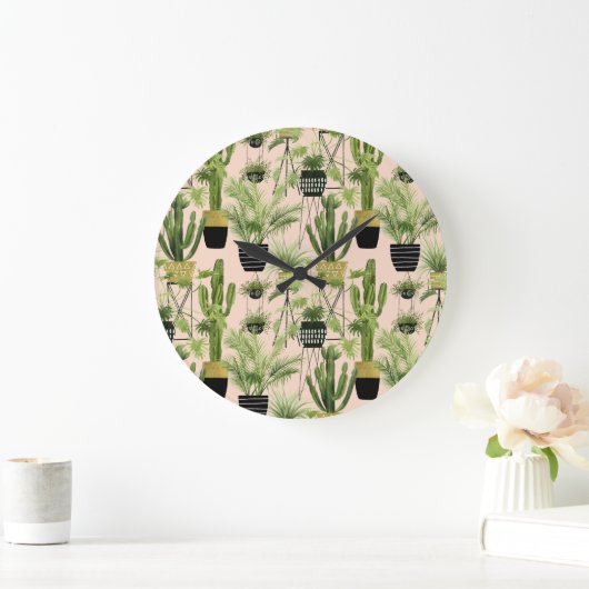 Innenoase | Pflanze Lineup Muster Große Wanduhr (Zuhause)