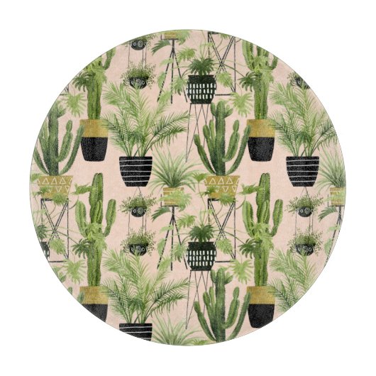 Innenoase | Pflanze Lineup Muster Schneidebrett (Vorderseite)