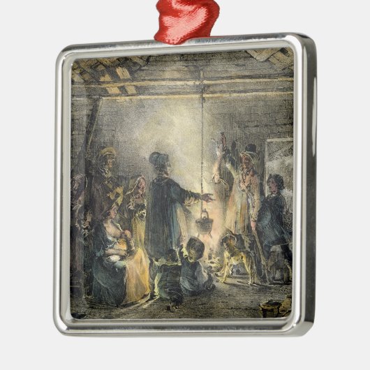 Innenraum der Hütte eines Grubenarbeiters Silbernes Ornament (Links)