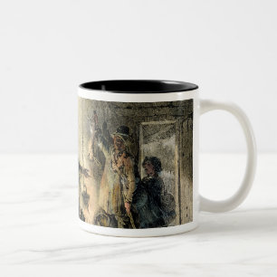 Innenraum der Hütte eines Grubenarbeiters Zweifarbige Tasse