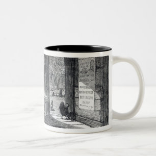 Innenraum der Hütte eines Siedlers in Australien Zweifarbige Tasse