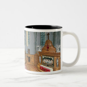 Innenraum der Kirche, von 'L'Abbaye De Zweifarbige Tasse