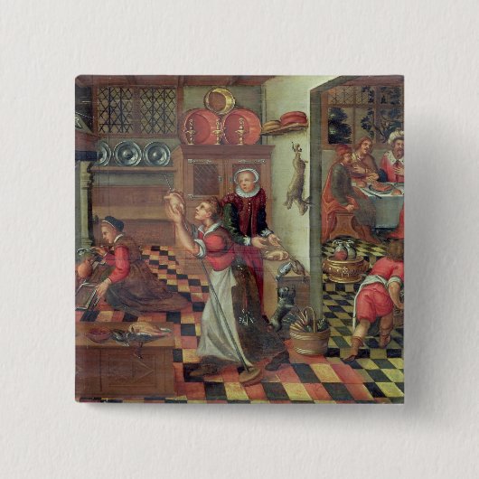 Innenraum der Küche, das Abendessen bei Emmaus Button (Vorderseite)