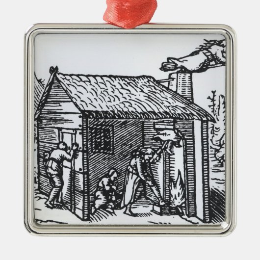 Innenraum des Hauses einer Hexe, 1579 Silbernes Ornament (Vorne)