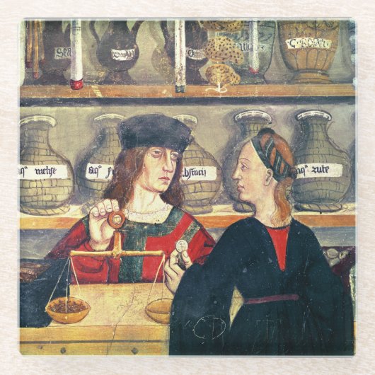 Innenraum einer Apotheke Glasuntersetzer (Vorderseite)