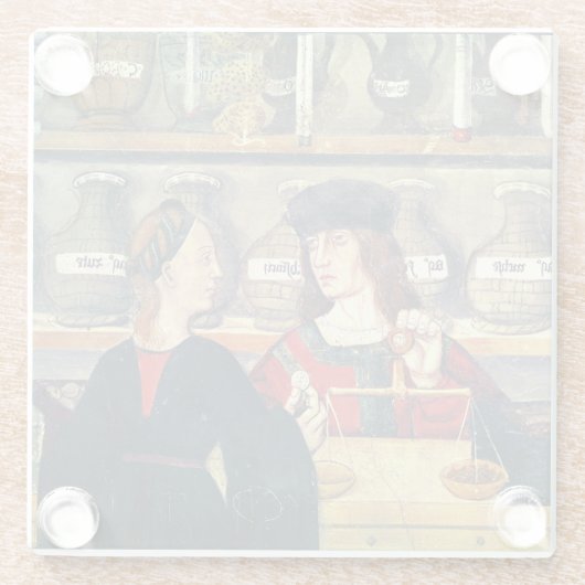 Innenraum einer Apotheke Glasuntersetzer (Rückseite)